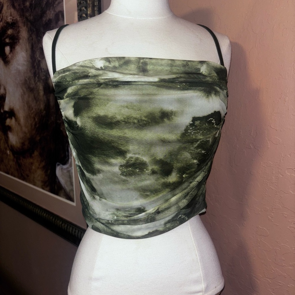 Elegant Green Tie-Dye Camisole Top size M